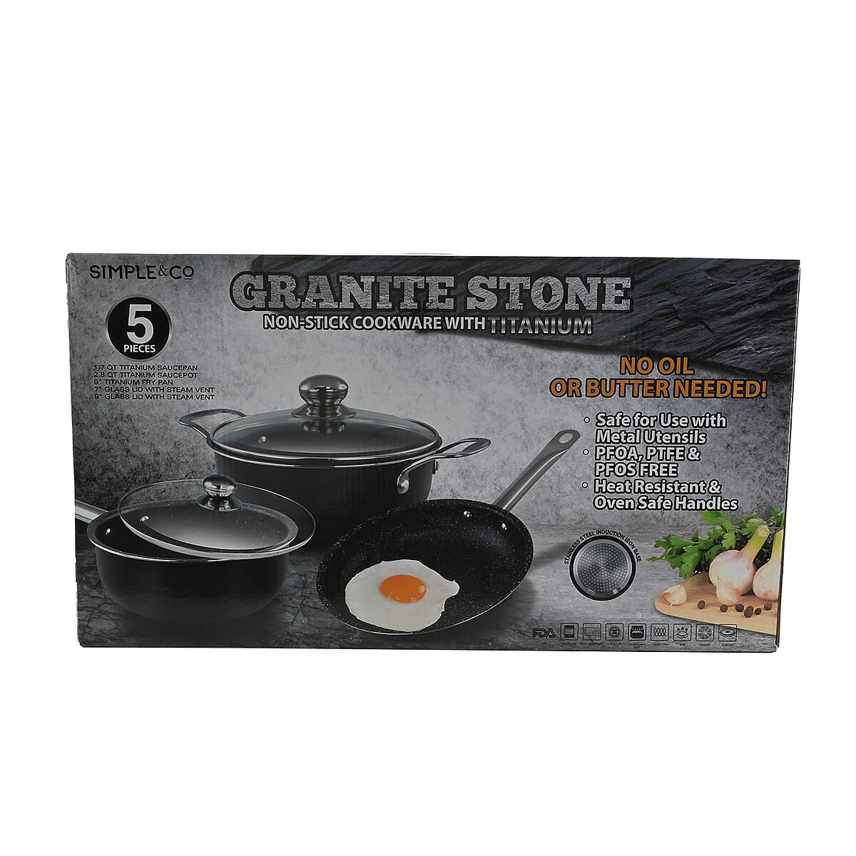 SIMPLE & Co 5 PC Granite Cookware Set image number 3