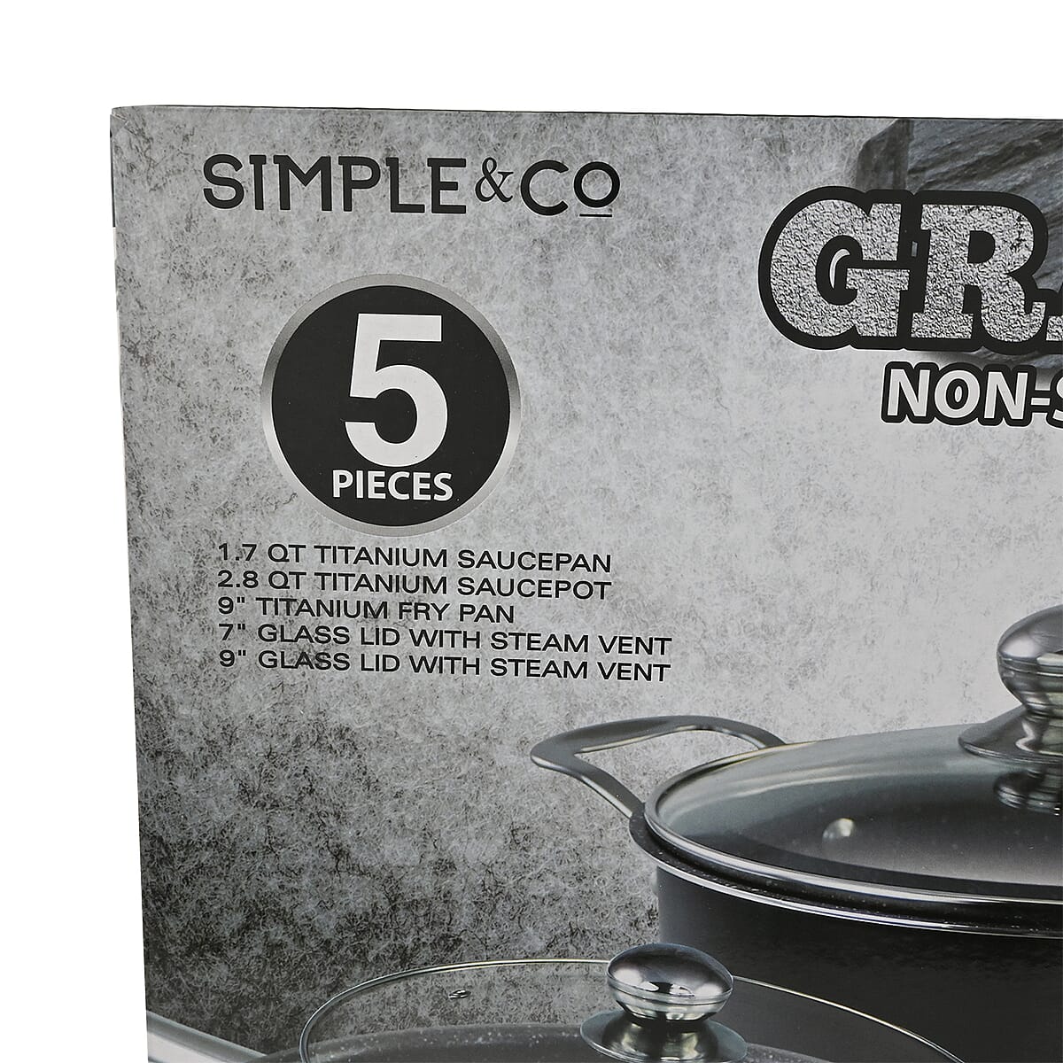 SIMPLE & Co 5 PC Granite Cookware Set image number 4