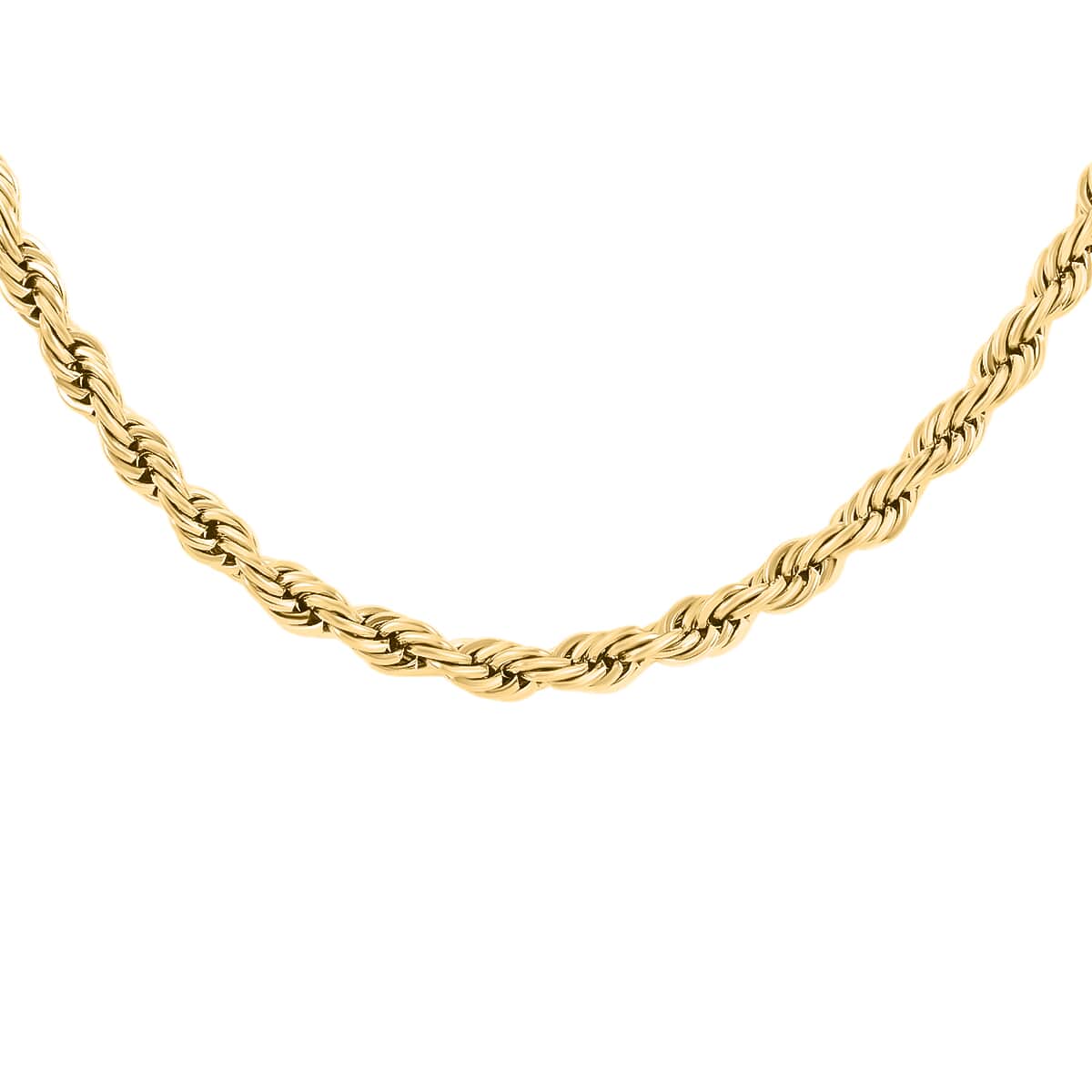 Rope Chain Necklace in ION Plated Yellow Gold Stainless Steel (24 Inches) 22 Grams image number 0