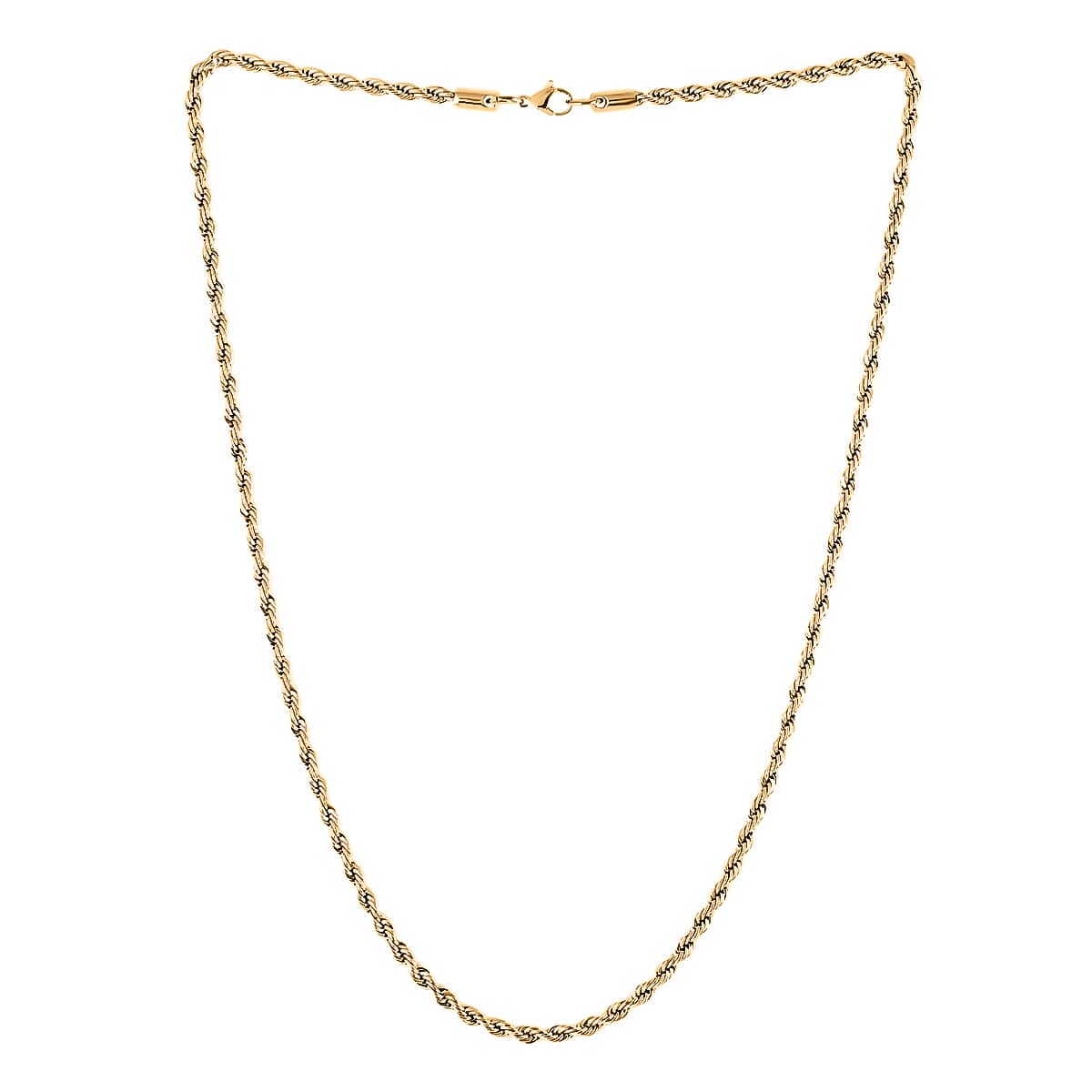 Rope Chain Necklace in ION Plated Yellow Gold Stainless Steel (24 Inches) 22 Grams image number 2
