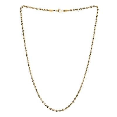 Rope Chain Necklace in ION Plated Yellow Gold Stainless Steel (24 Inches) 22 Grams