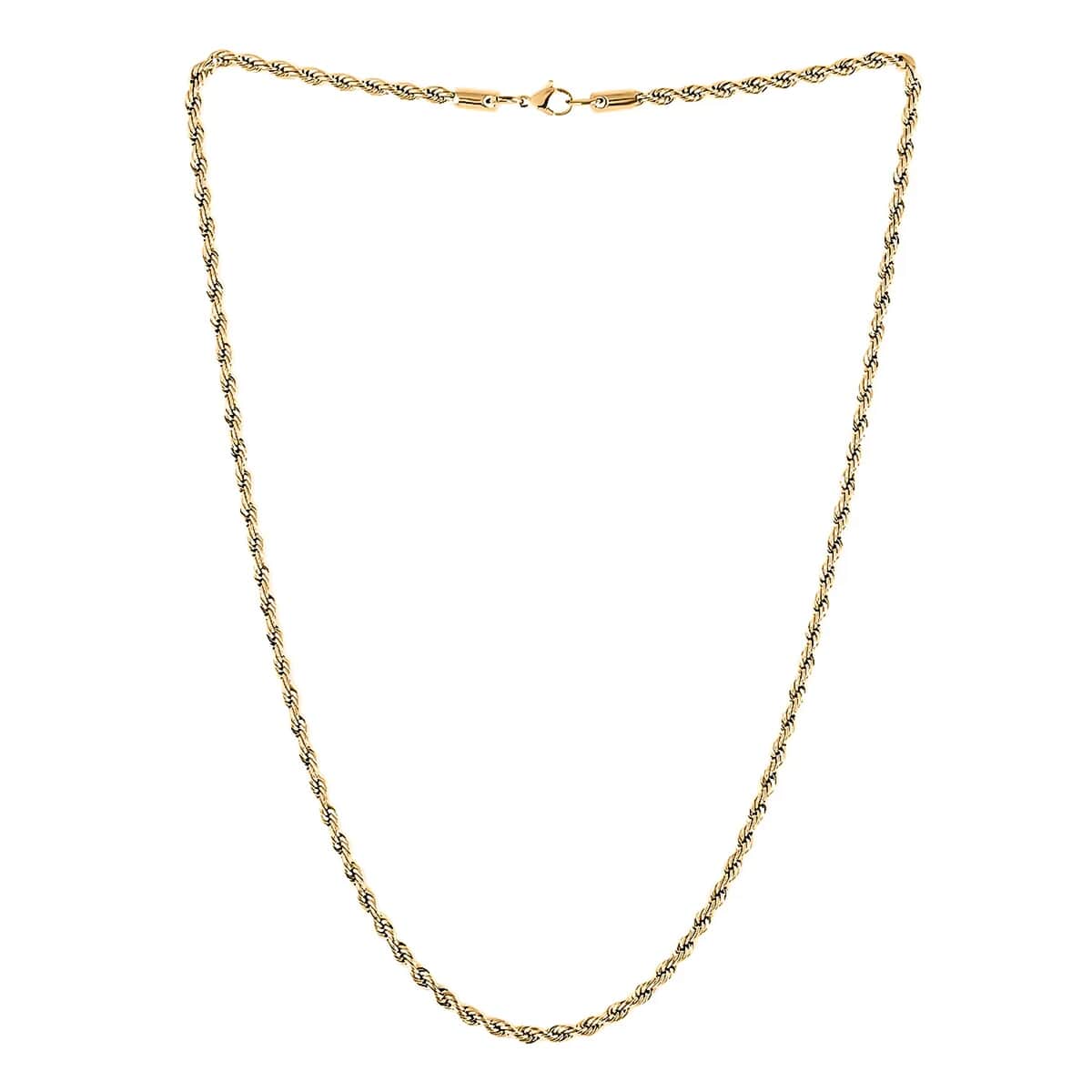 Rope Chain Necklace in ION Plated Yellow Gold Stainless Steel (24 Inches) 22 Grams image number 4