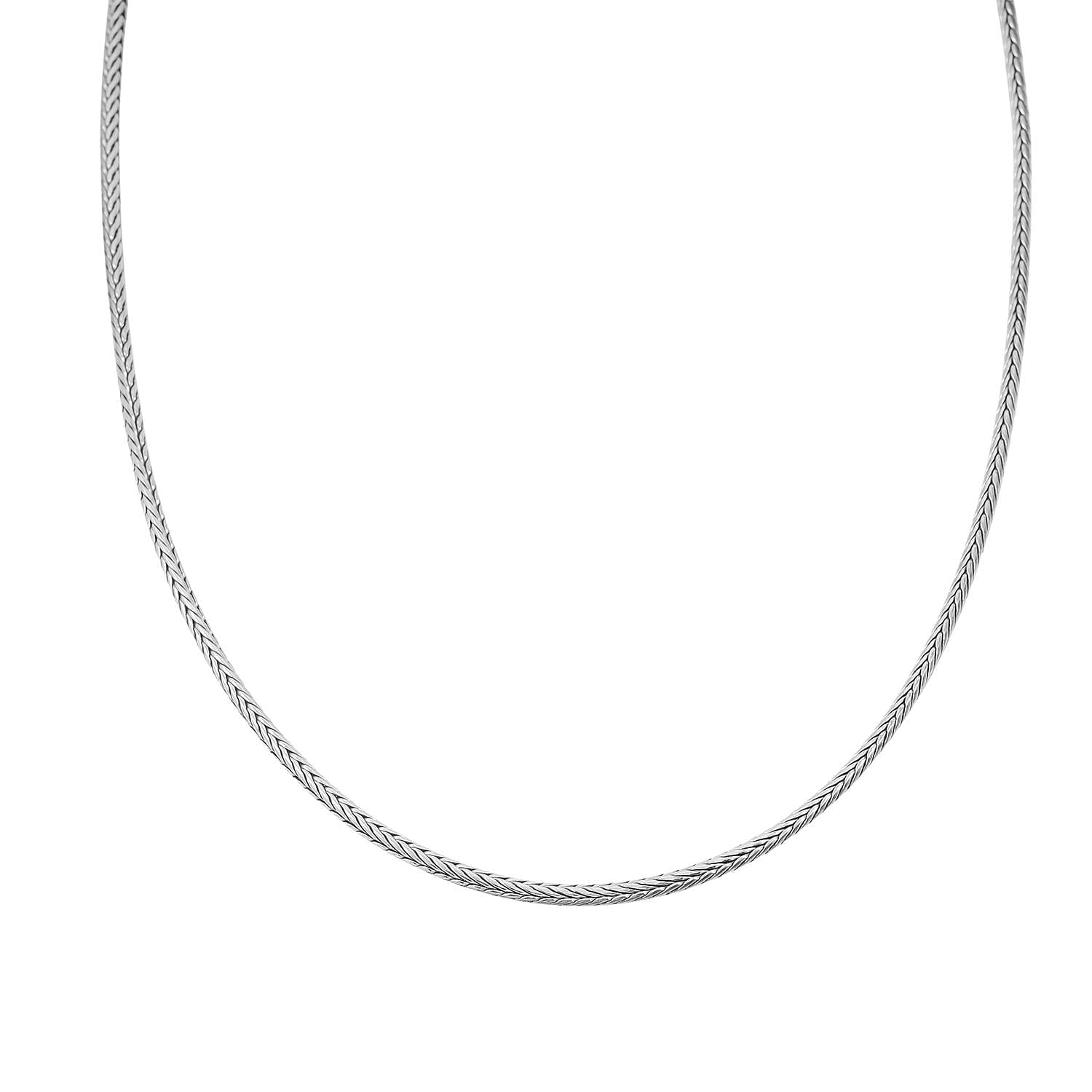 STEELTIME Foxtail Necklace 24 Inches in ION Plated Rhodium Stainless Steel 18.30 Grams