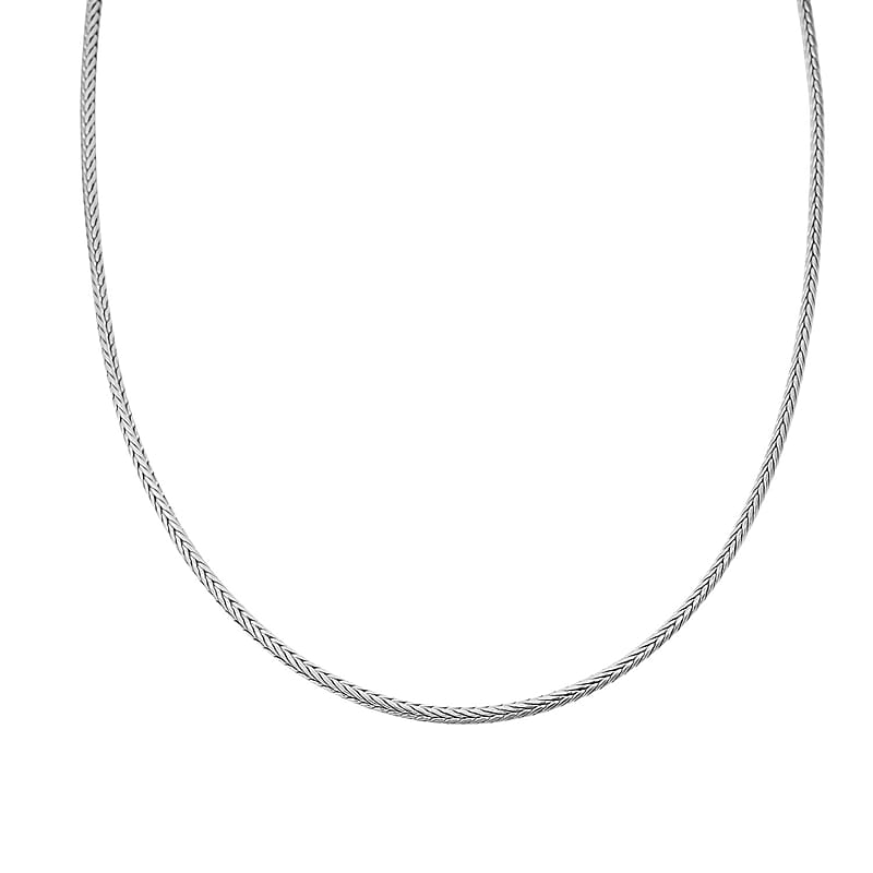 STEELTIME Foxtail Necklace 24 Inches in ION Plated Rhodium Stainless Steel 18.30 Grams