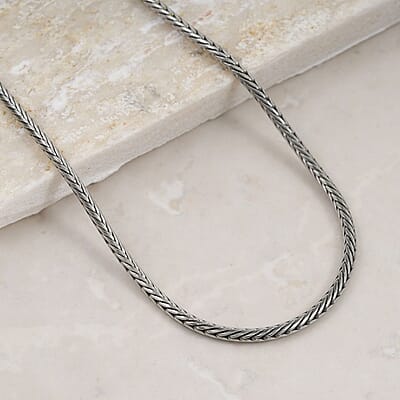 STEELTIME Foxtail Necklace 24 Inches in ION Plated Rhodium Stainless Steel 18.30 Grams