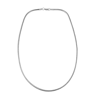 STEELTIME Foxtail Necklace 24 Inches in ION Plated Rhodium Stainless Steel 18.30 Grams