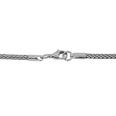 STEELTIME Foxtail Necklace 24 Inches in ION Plated Rhodium Stainless Steel 18.30 Grams