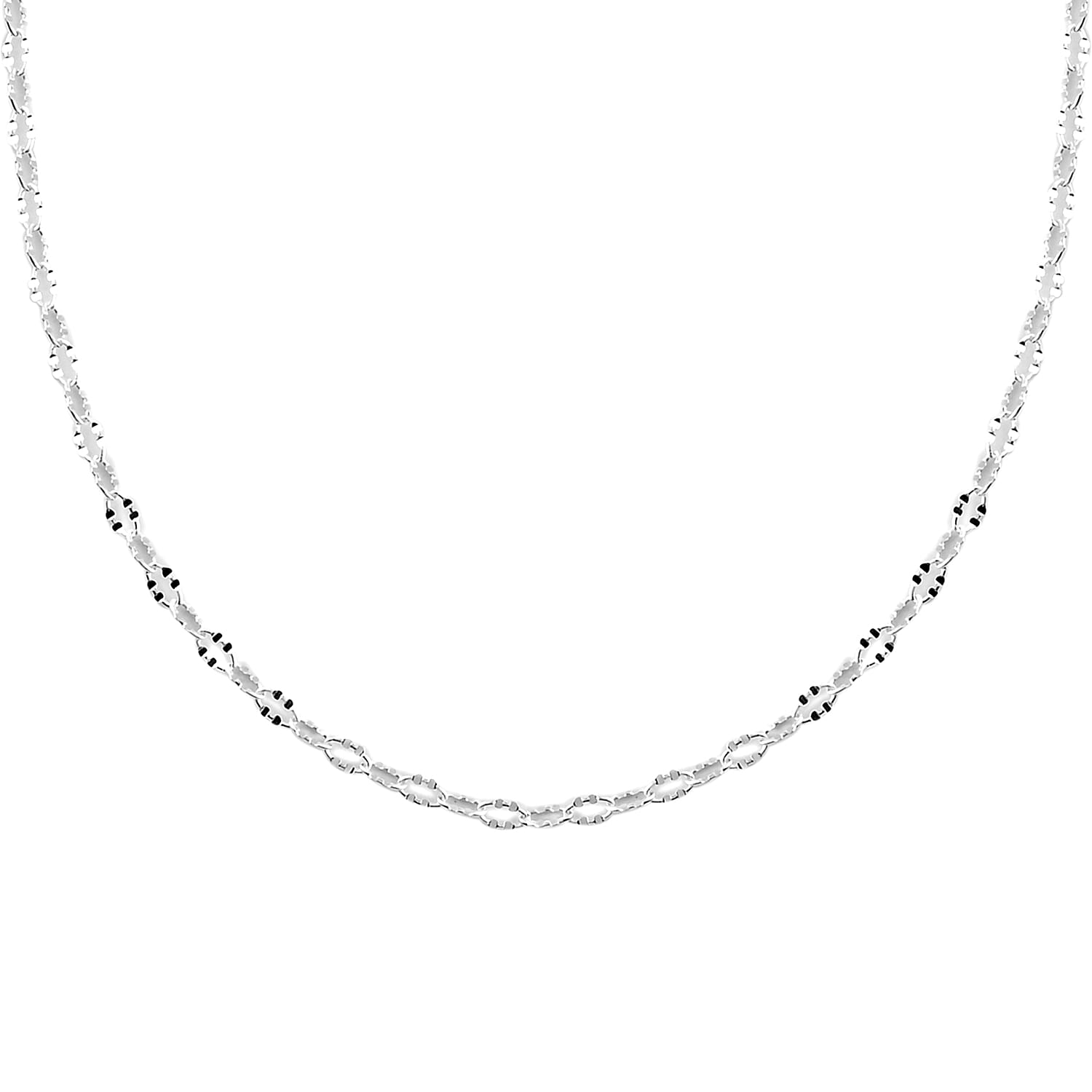 Italian Oval Cable Necklace 30 Inches in Sterling Silver 2.80 Grams