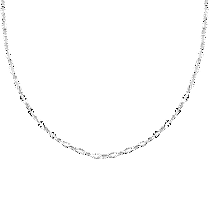 Italian Oval Cable Necklace 30 Inches in Sterling Silver 2.80 Grams