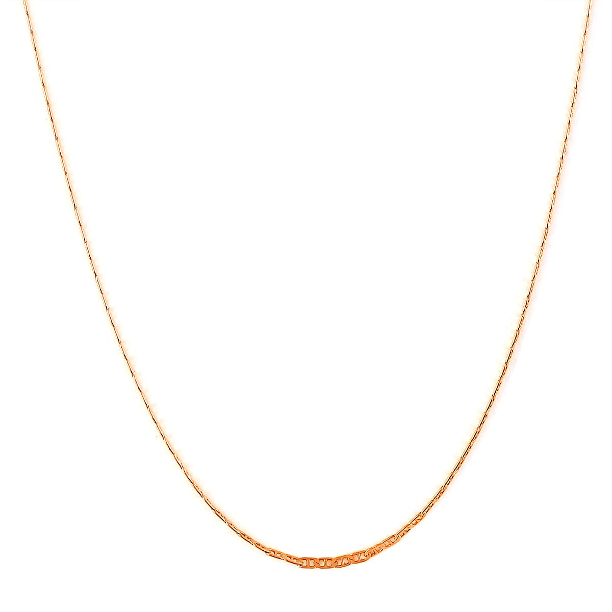 Italian Flat Marina Necklace 24 Inches in 14K Rose Gold Over Sterling Silver 2.80 Grams