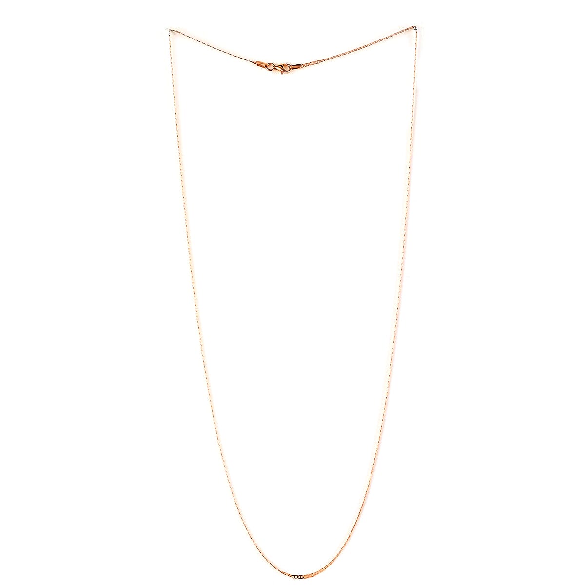 Italian Flat Marina Necklace 24 Inches in 14K Rose Gold Over Sterling Silver 2.80 Grams