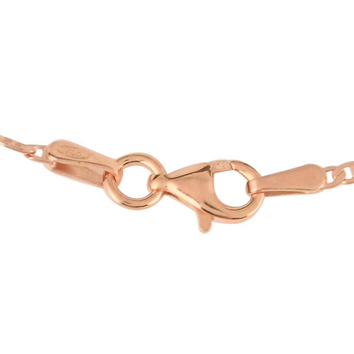 Italian Flat Marina Necklace 24 Inches in 14K Rose Gold Over Sterling Silver 2.80 Grams