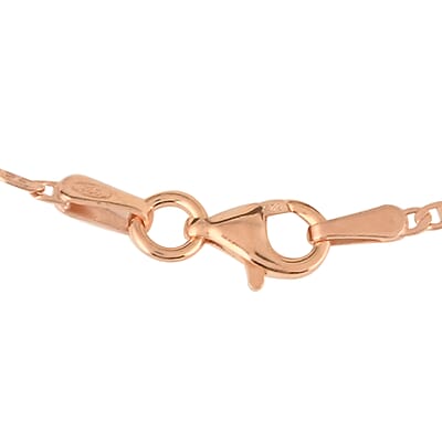 Italian Flat Marina Necklace 24 Inches in 14K Rose Gold Over Sterling Silver 2.80 Grams