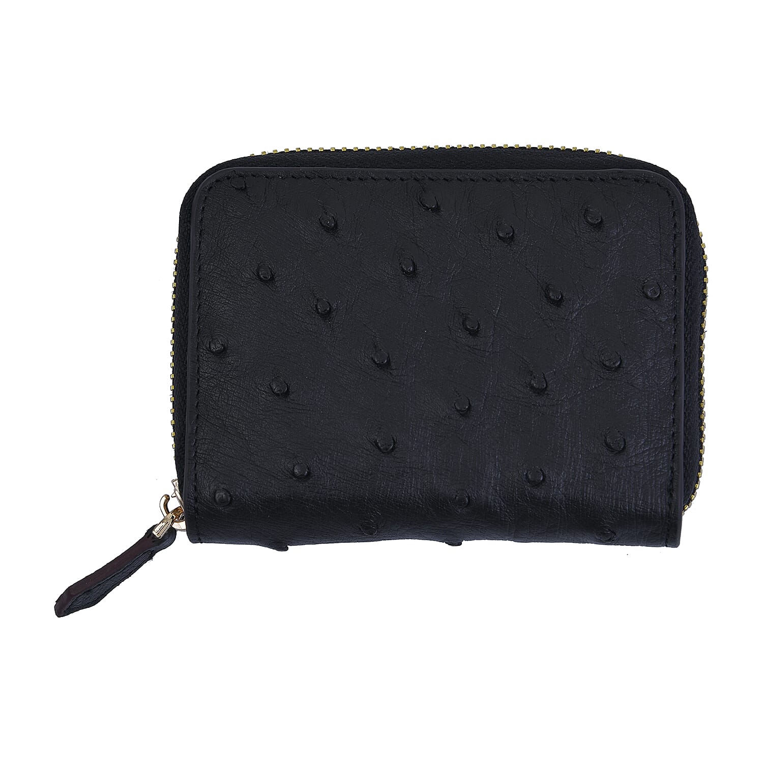 Grand Pelle, Black Genuine Organic Ostrich Leather RFID Wallet