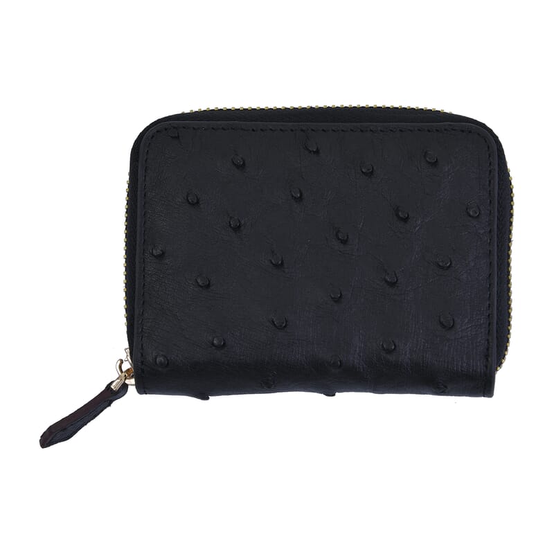 Grand Pelle, Black Genuine Organic Ostrich Leather RFID Wallet