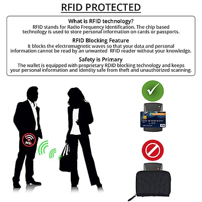 Grand Pelle, Black Genuine Organic Ostrich Leather RFID Wallet