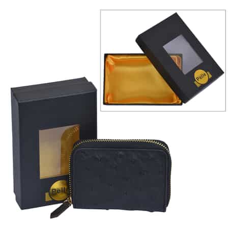 Genuine Black Ostrich Skin Wallets