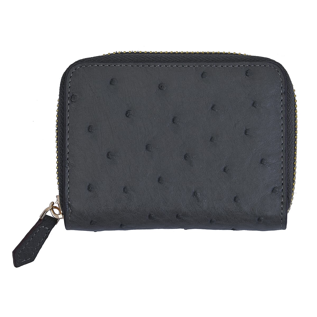 Black Ostrich Skin Texture Leather RFID Wallet image number 0