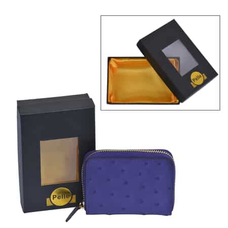 Grand Pelle, Purple Genuine Organic Ostrich Leather RFID Wallet image number 6