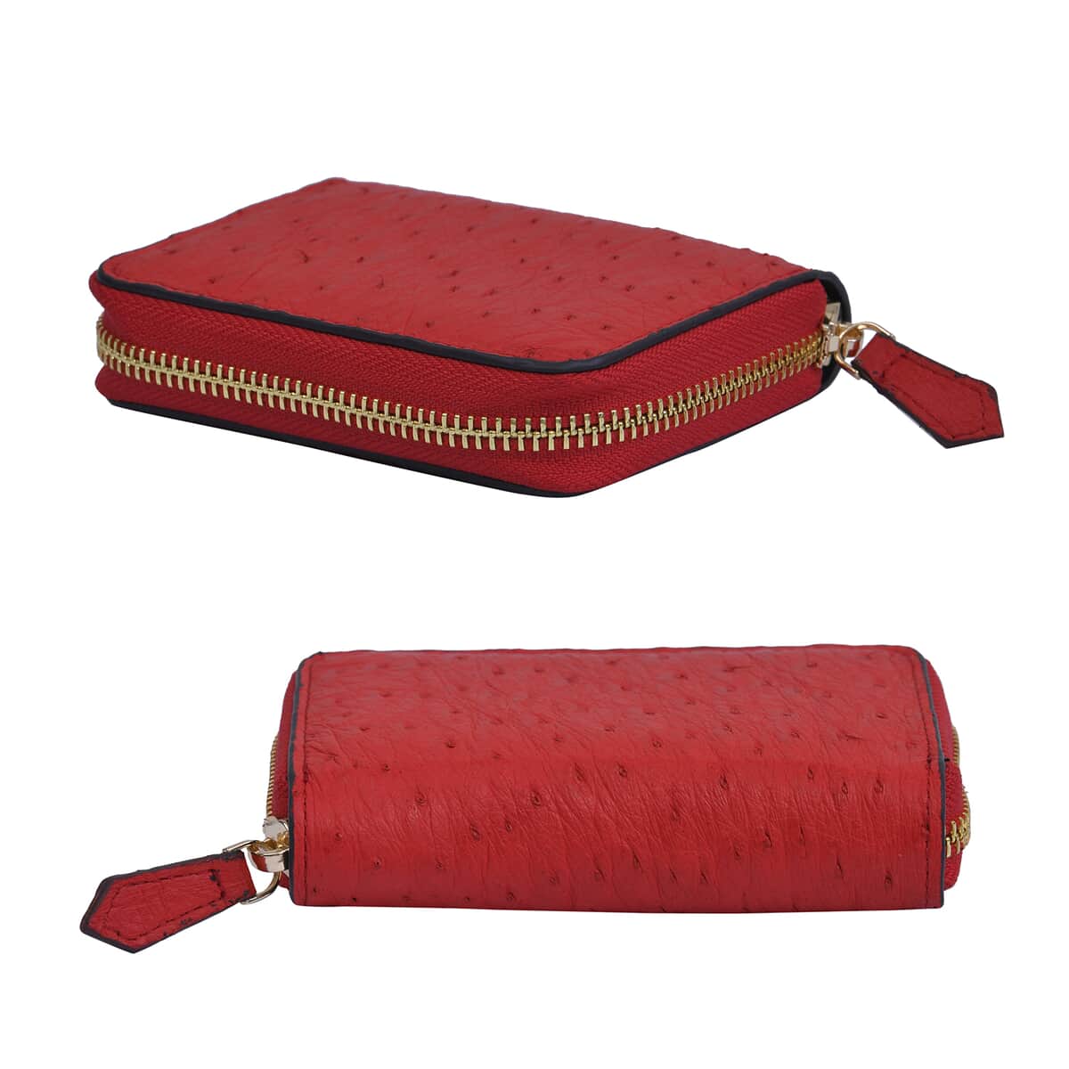 Grand Pelle, Red Genuine Organic Ostrich Leather RFID Wallet image number 5