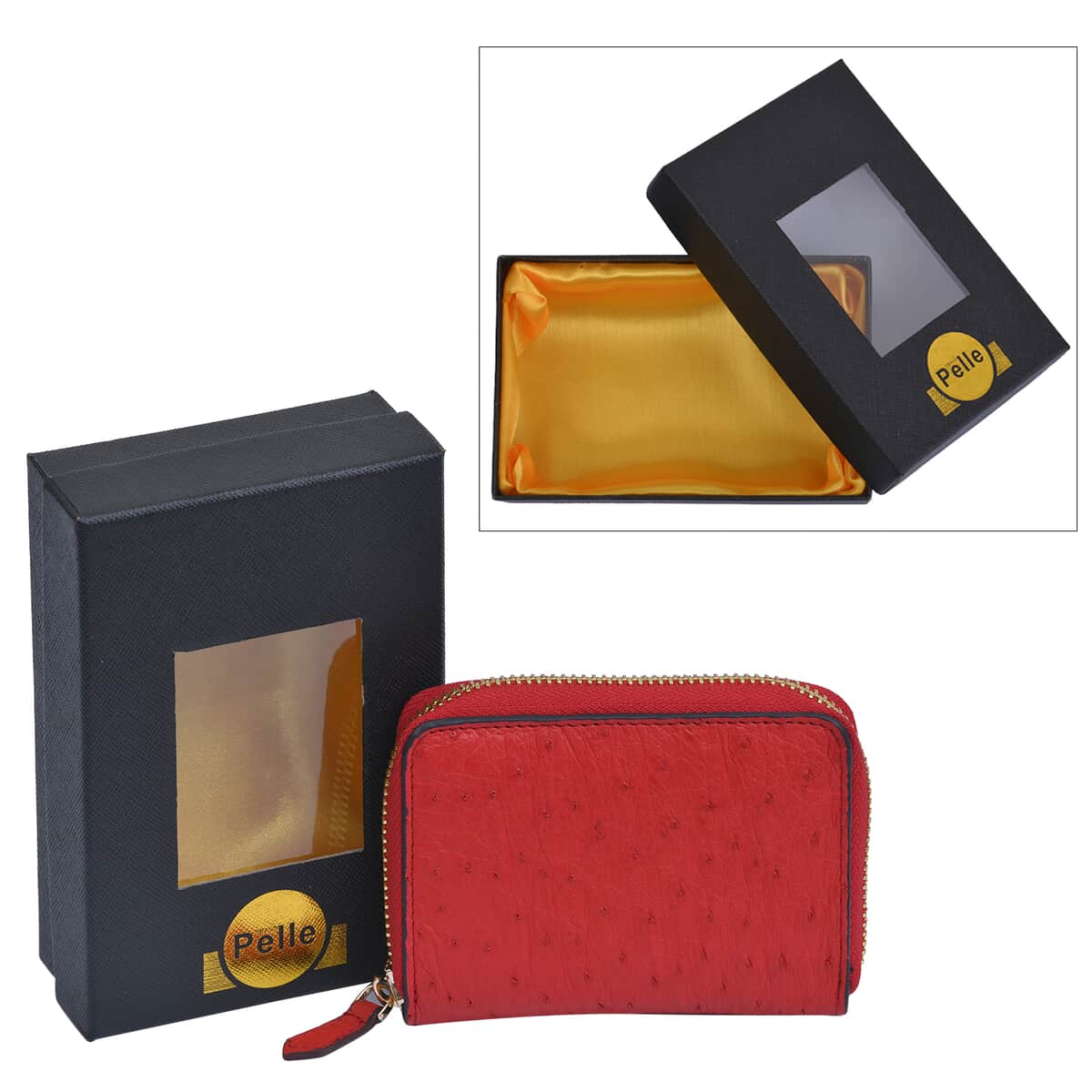 Grand Pelle, Red Genuine Organic Ostrich Leather RFID Wallet image number 6