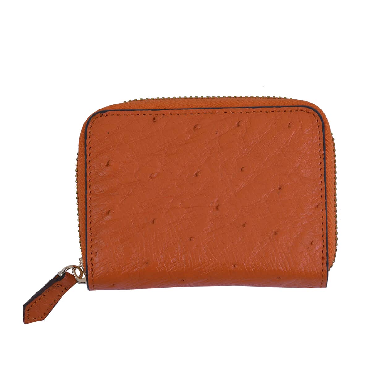 Grand Pelle, Orange Genuine Organic Ostrich Leather RFID Wallet image number 0