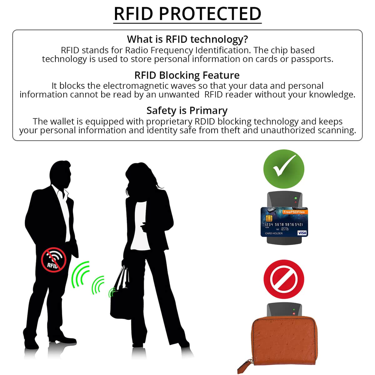 Grand Pelle, Orange Genuine Organic Ostrich Leather RFID Wallet image number 3