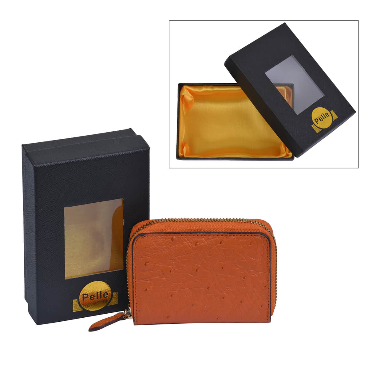 Grand Pelle, Orange Genuine Organic Ostrich Leather RFID Wallet image number 6