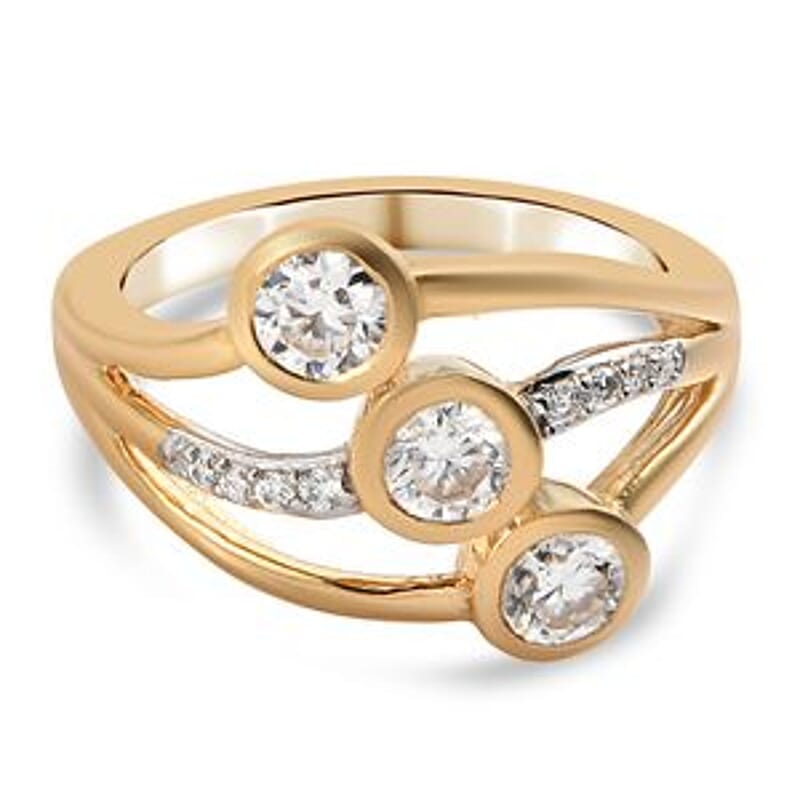 Moissanite 0.71 ctw Ring in 18K Vermeil Yellow Gold Over Sterling Silver (Size 5.5)