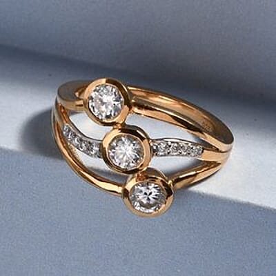 Moissanite 0.71 ctw Ring in 18K Vermeil Yellow Gold Over Sterling Silver (Size 5.5)