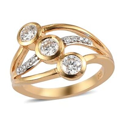 Moissanite 0.71 ctw Ring in 18K Vermeil Yellow Gold Over Sterling Silver (Size 5.5)