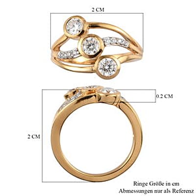 Moissanite 0.71 ctw Ring in 18K Vermeil Yellow Gold Over Sterling Silver (Size 5.5)