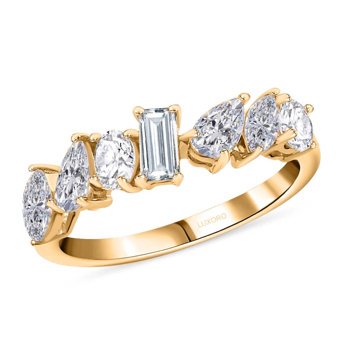 Luxoro 10K Yellow Gold Moissanite Mixed Shape Band Ring (Size 9.0) 1.15 ctw image number 0