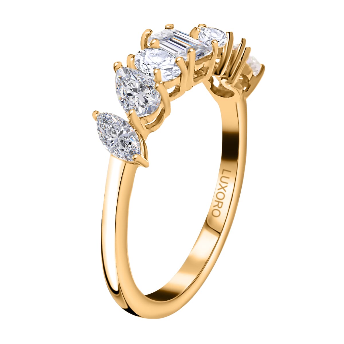 Luxoro 10K Yellow Gold Moissanite Mixed Shape Band Ring (Size 9.0) 1.15 ctw image number 3