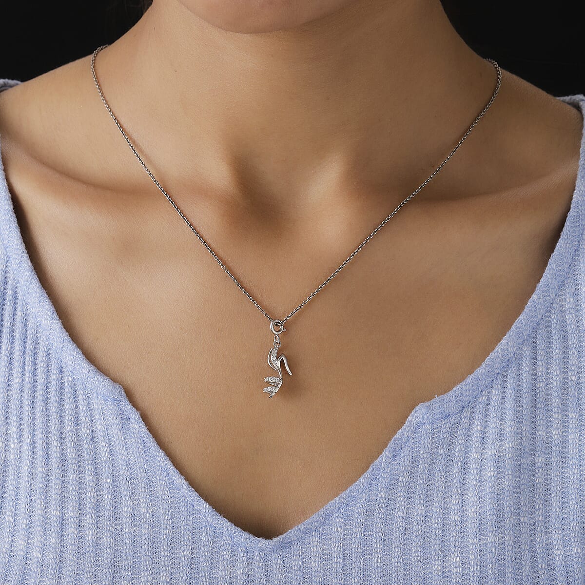 Natural White Zircon High Heel Charm in Platinum Over Sterling Silver 0.30 ctw image number 2