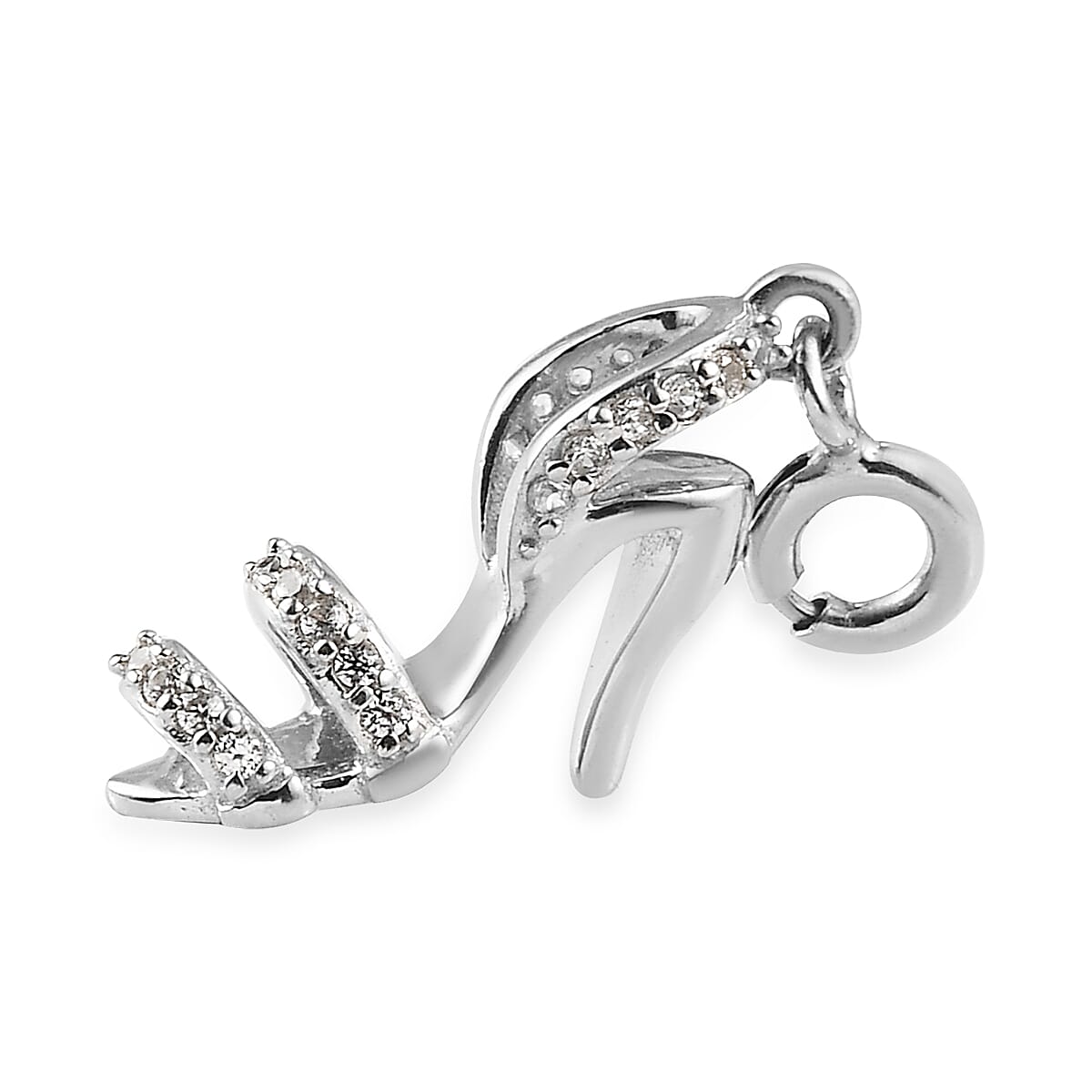 Natural White Zircon High Heel Charm in Platinum Over Sterling Silver 0.30 ctw image number 3