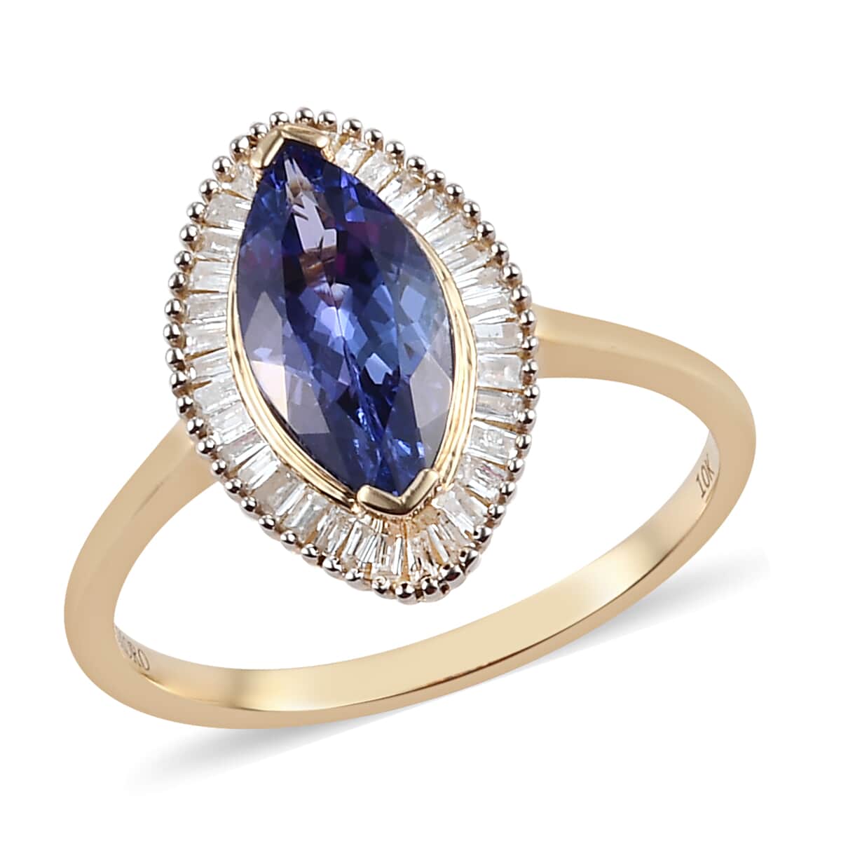 LUXORO 10K Yellow Gold Tanzanite and Diamond G-H I3 Halo Ring (Size 9.0) 2.20 Grams 2.00 ctw image number 0