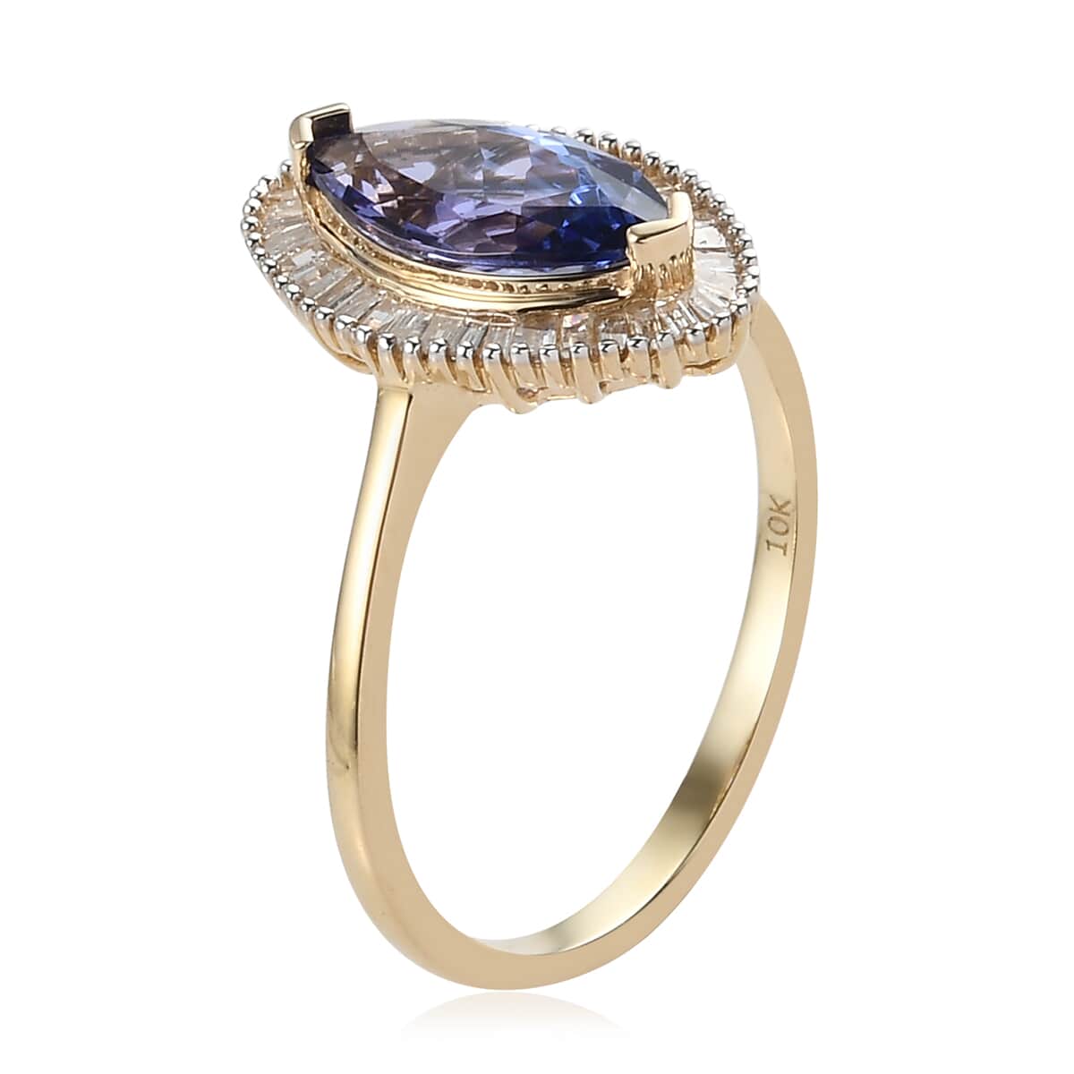 LUXORO 10K Yellow Gold Tanzanite and Diamond G-H I3 Halo Ring (Size 9.0) 2.20 Grams 2.00 ctw image number 3