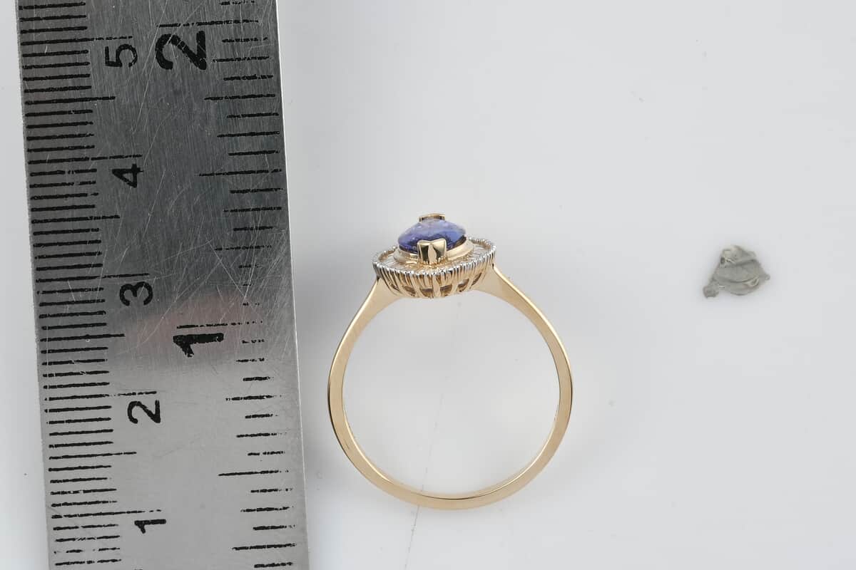 LUXORO 10K Yellow Gold Tanzanite and G-H I3 Diamond Halo Ring (Size 8.0) 2.20 Grams 2.00 ctw image number 6