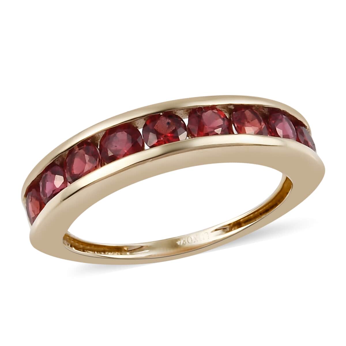 LUXORO 10K Yellow Gold Premium Red Sapphire Half Eternity Band Ring (Size 5.0) 1.25 ctw image number 0