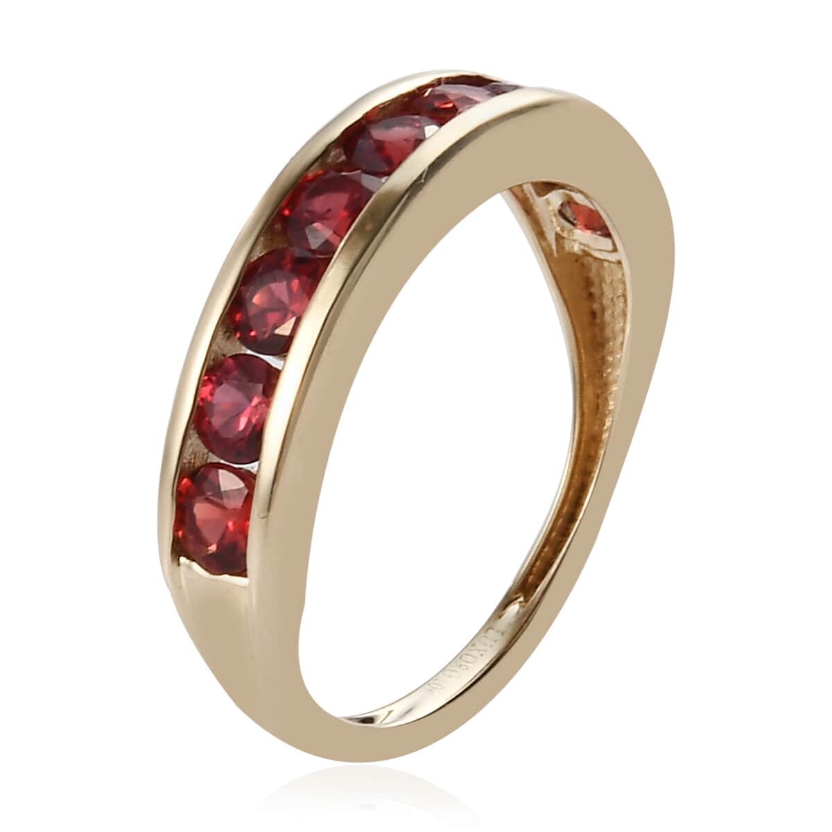 LUXORO 10K Yellow Gold Premium Red Sapphire Half Eternity Band Ring (Size 5.0) 1.25 ctw image number 3