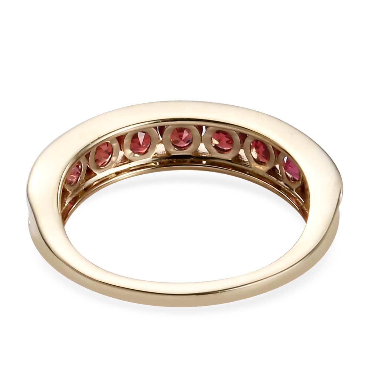 LUXORO 10K Yellow Gold Premium Red Sapphire Half Eternity Band Ring (Size 5.0) 1.25 ctw image number 4