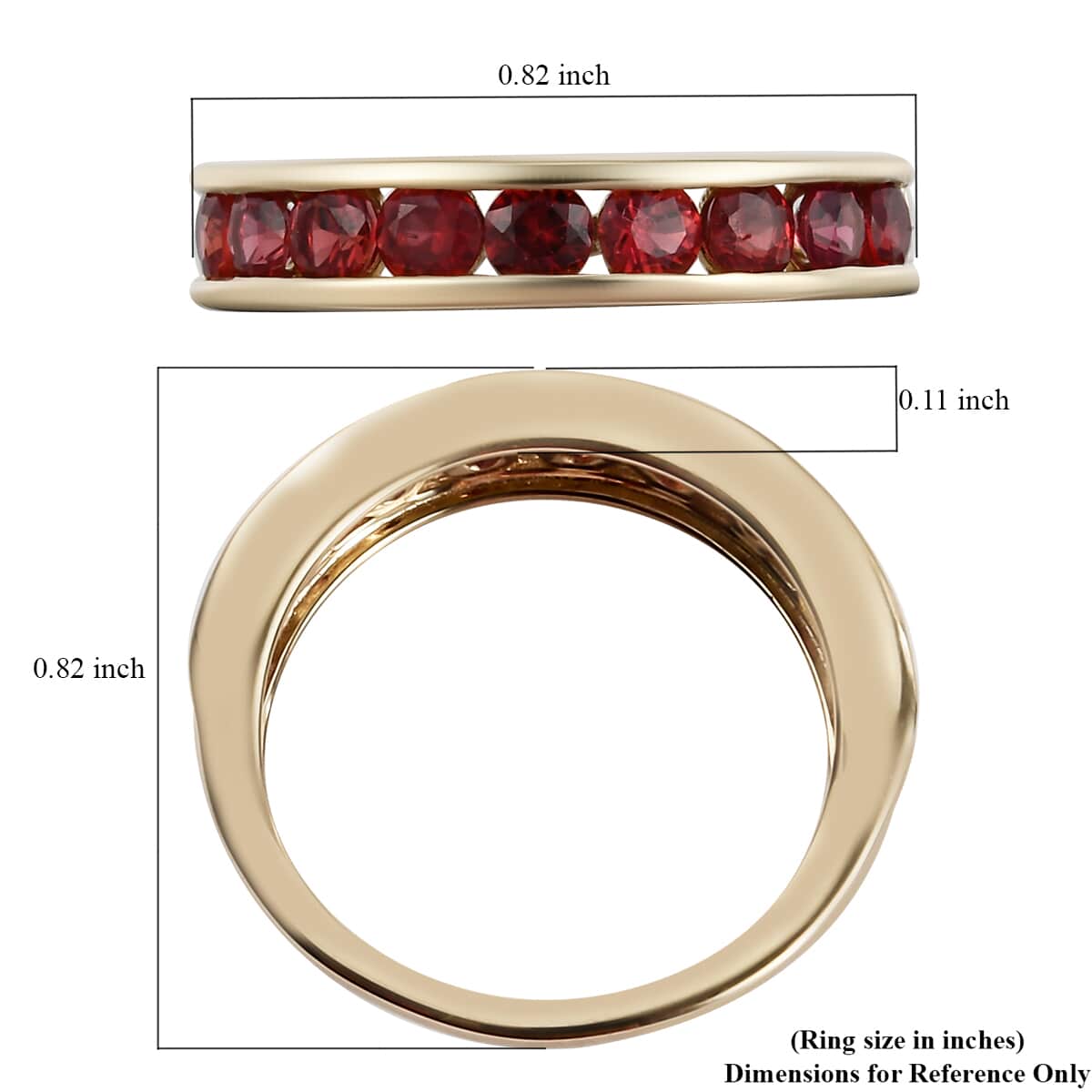 LUXORO 10K Yellow Gold Premium Red Sapphire Half Eternity Band Ring (Size 8.0) 1.25 ctw image number 5