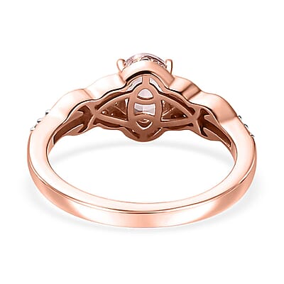 Premium Pink Morganite and Moissanite Ring in 18K Vermeil Rose Gold Over Sterling Silver (Size 10.0) 1.10 ctw