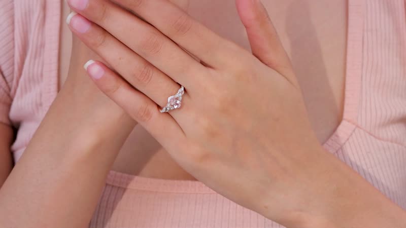 Premium Pink Morganite, Moissanite Ring in 18K Vermeil RG Over Sterling Silver (Size 7.0) 1.10 ctw