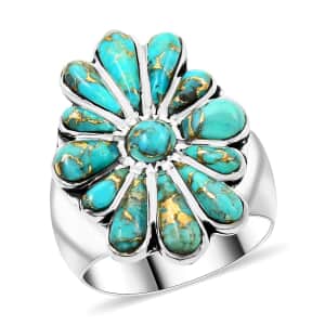 Santa Fe Style Mojave Turquoise Ring in Sterling Silver (Size 10.0) 4.80 ctw