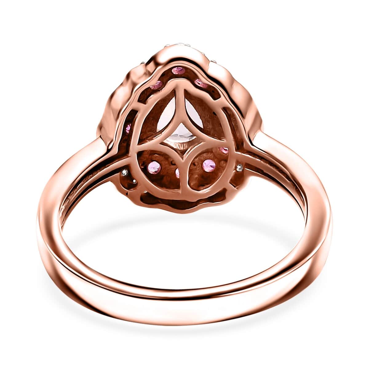 Premium Pink Morganite and Multi Gemstone Ring in 18K Vermeil Rose Gold Over Sterling Silver (Size 10.0) 1.30 ctw image number 4