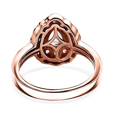 D'Joy Premium Pink Morganite and Multi Gemstone Ring in 18K Vermeil Rose Gold Over Sterling Silver (Size 10.0) 1.30 ctw