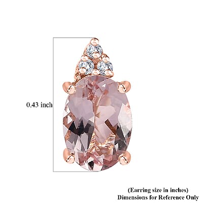 D'Joy Premium Pink Morganite and Moissanite 1.75 ctw Stud Earrings in 18K Vermeil Rose Gold Over Sterling Silver