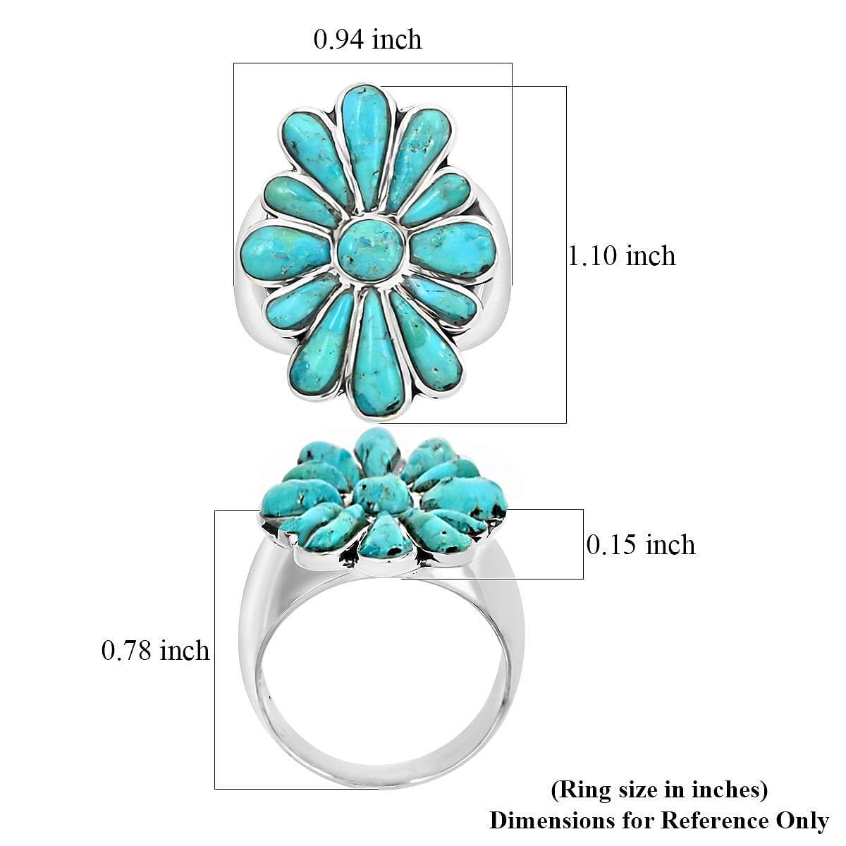 Santa Fe Style Kingman Turquoise Ring in Sterling Silver (Size 10.0) 4.80 ctw image number 4